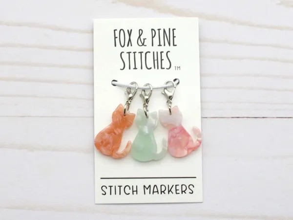  Stitch Markers Pastel Cat from Fox & Pine Stitches 3/package